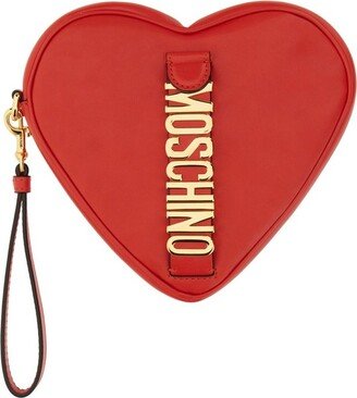 Logo Lettering Heart Clutch Bag