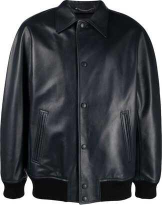 Point-Collar Leather Jacket