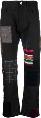 Patchwork Design Straight-Leg Trousers