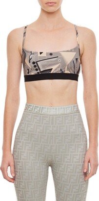 Motif-Printed Cropped Top