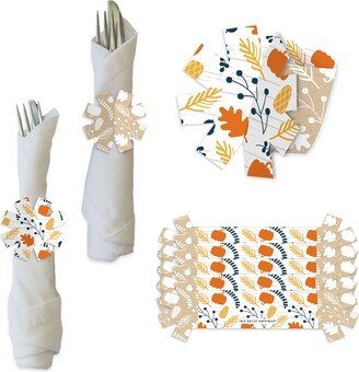 Happy Thanksgiving - Fall Harvest Party Paper Napkin Holder Rings Set Of 24