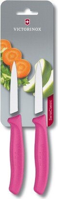 Swiss Classic 3.2 Inch 2 Piece Paring Knife Set Straight Edge Pink