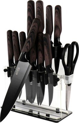 Soho Lounge 13 Piece Cutlery Set with Acrylic Knife Stand in Brown