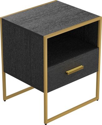 Calnod Rustic Wood and Metal Nightstand with 2 Drawers, Side Table, Spacious Storage and Easy Assembly