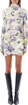 Floral Printed High Neck Dress