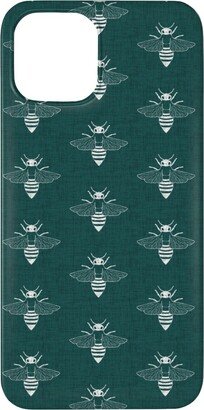 Custom Iphone Cases: Bees In Flight - Green Phone Case, Silicone Liner Case, Matte, Iphone 11 Pro Max, Green