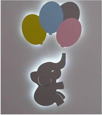 Set Of 2 | Nursery Lighting Elephant Balloons Wall Light Baby Room Decor Shower Gift