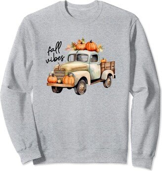 Spot & Tiger Thanksgiving Fall Vibes Autumn Pumpkins Old Truck Vintage Holiday Sweatshirt