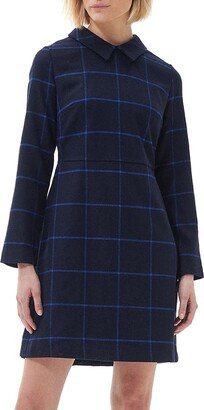 Marlene Windowpane Plaid Long Sleeve Wool Blend Dress