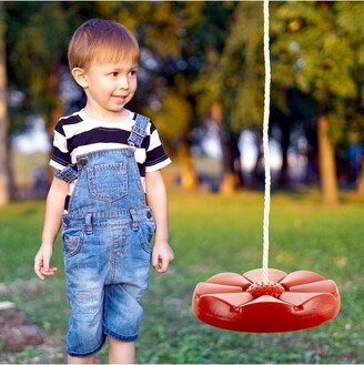 Toy Time Disc Swing, Outdoor Plastic Round Seat with Adjustable Nylon Hanging Rope - Red