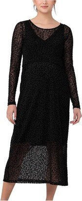 Leo Flocked Nursing Dress Black