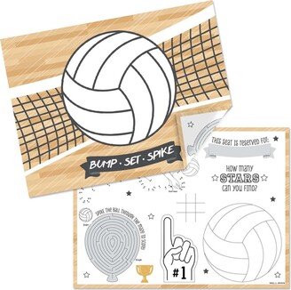 Big Dot Of Happiness Bump, Set, Spike - Volleyball - Paper Coloring Sheets Activity Placemats - 16 ct