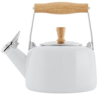 White 1.4 Qt. Enamel-On-Steel Sven Teakettle-AA