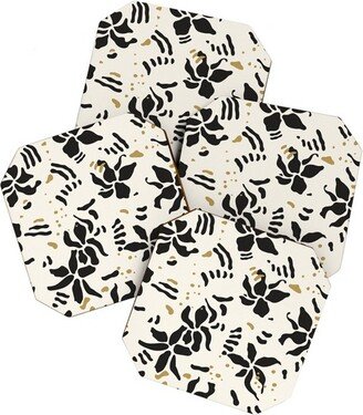 evamatise Abstract Spider Orchids Set of 4 Coasters