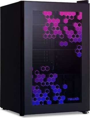 Prismatic Series 85 Can Beverage Refrigerator with RGB HexaColor LED Lights, Mini Fridge for Gaming, Game Room, Party Festive Holiday Fridge