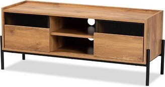 Tasman Wood and Metal 2 Door TV Stand for TVs up to 45 Natural Brown/Black