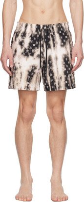 Black & Beige Paisley Swim Shorts