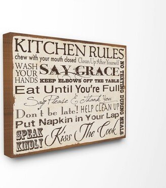 Home Decor Kitchen Rules Creme Typography Kitchen Canvas Wall Art, 24 x 30