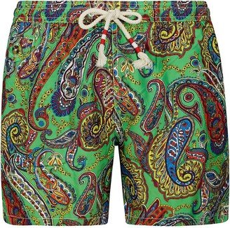 All-Over Patterned Drawstring Swim Shorts-AJ