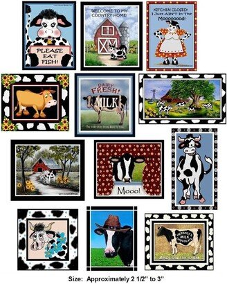 Set Of 12 Cow Magnets - Each Magnet Approximately 2 1/2