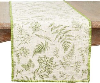 Saro Lifestyle Table Runner With Leaf Whipstitch Design, 16