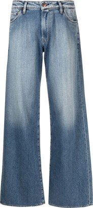 Faded-Effect Wide-Leg Jeans-AA