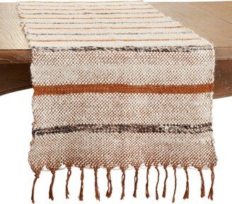 Saro Lifestyle Striped Design Cotton Table Runner, Brown, 16