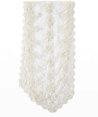 Nomi K Lace and Pearl Embroidered Table Runner