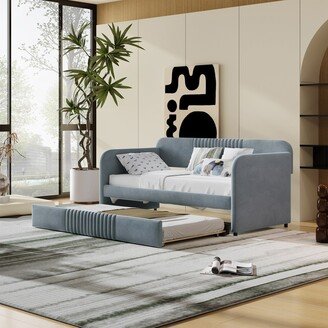 Twin Size Upholstered Daybed Sofa Bed With Trundle