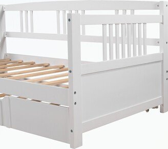 Twin Size Daybed Wood Bed with Twin Size Trundle-AA