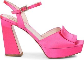 Satin Buckle Platform Sandals