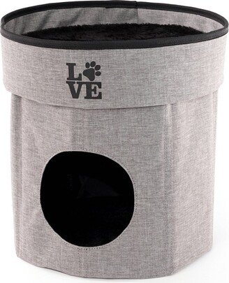 Precious Tails Home Base 2-Tier Collapsible Cat Cave - Gray