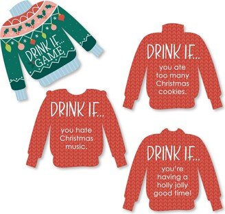 Big Dot Of Happiness Drink If Game - Colorful Christmas Sweaters - Holiday Party Game 24 Ct