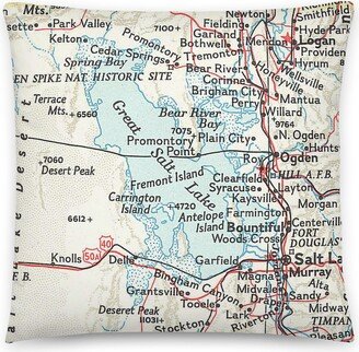 Great Salt Lakes Utah Vintage Map Pillows/Ut Gifts Home Decor Housewarming Includes Insert