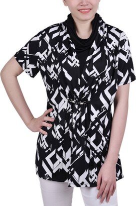 Petite Printed Adjustable Face-Covering Top