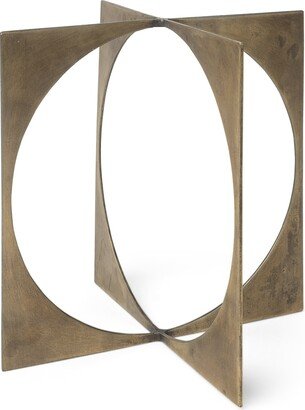 Burnished Gold Metal Circle Square Sculpture