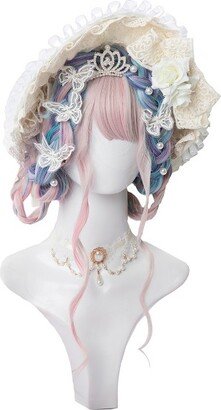 Unique Bargains Curly Wig Wigs for Women 26 Multicolour with Wig Cap