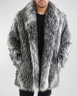 Men's Shawl Collar Faux Fur Coat