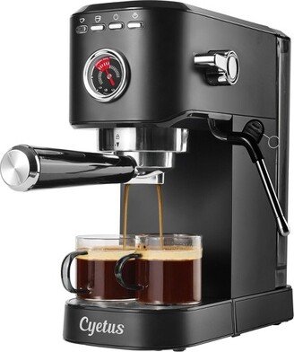 Cyetus Barista Black Espresso Machine for At Home Use with Milk Steam Frother Wand for Espresso, Cappuccino and Latte, Black