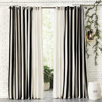 Indoor/Outdoor Drapery Panel with Weighted Corners Canopy Stripe Black/Sand Sunbrella 50W x 108L