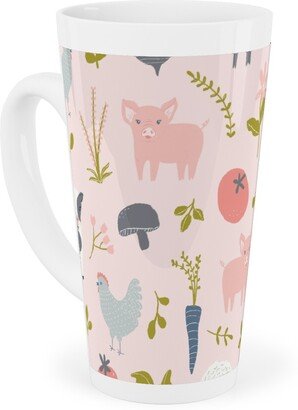 Mugs: Farm Life - Pink Tall Latte Mug, 17Oz, Pink