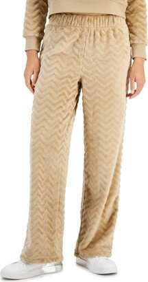 Juniors' Cozy Faux-Fur Wide-Leg Pants