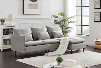 GEROJO Grey Sofa Chaise Longue Thickened Version of Water Ripple Suede, Modular Sofa Easy to Assemble, Easy to Clean