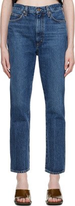 Indigo Pinch Waist Kick Jeans