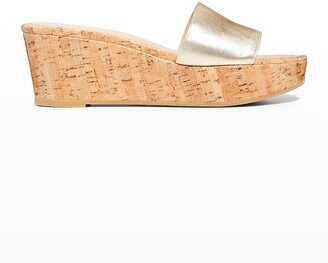 Summer Metallic Cork Wedge Sandals