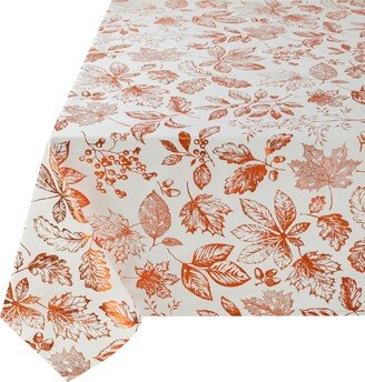 Benson Mills Gilded Leaves Metallic Foil Print Tablecloth 60 X 84 - Ivory/rust