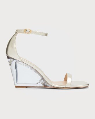 Nudistlucite Leather Clear-Wedge Sandals-AA