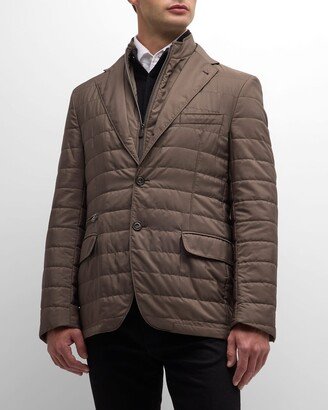 Men's Quilted Blazer with Detachable Liner