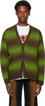 Green & Brown Striped Cardigan