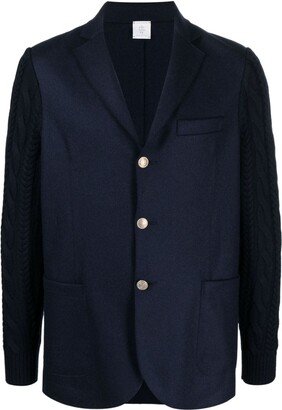 Knitted-Panel Single-Breasted Blazer